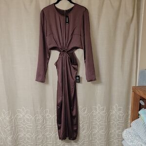NWT Express Brown Long Sleeve Cut-Out Dress
